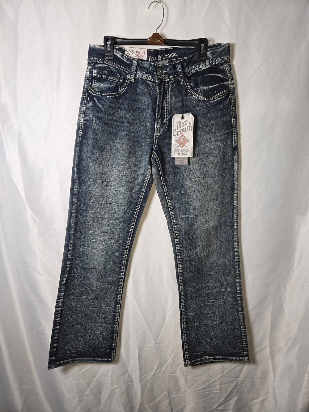 Axe & Crown Men’s Slim Boot Faded Blue Straight Jeans 32×30